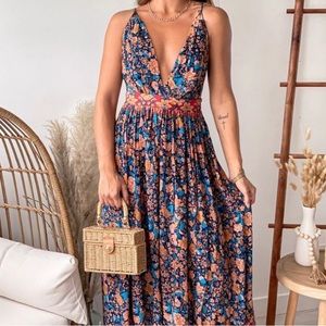 Boho Plunge Floral Maxi